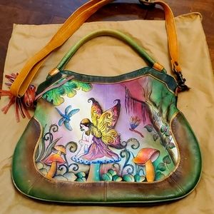Unique Anuschka Hand painted leather handbag. Wearable art.